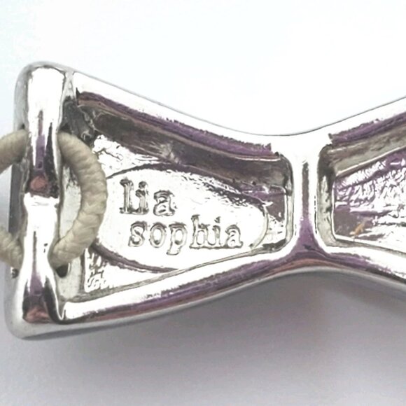 Lia Sophia Silver Tone Snake Skin Pattern Stretch Bangle Bracelet - Picture 4 of 4